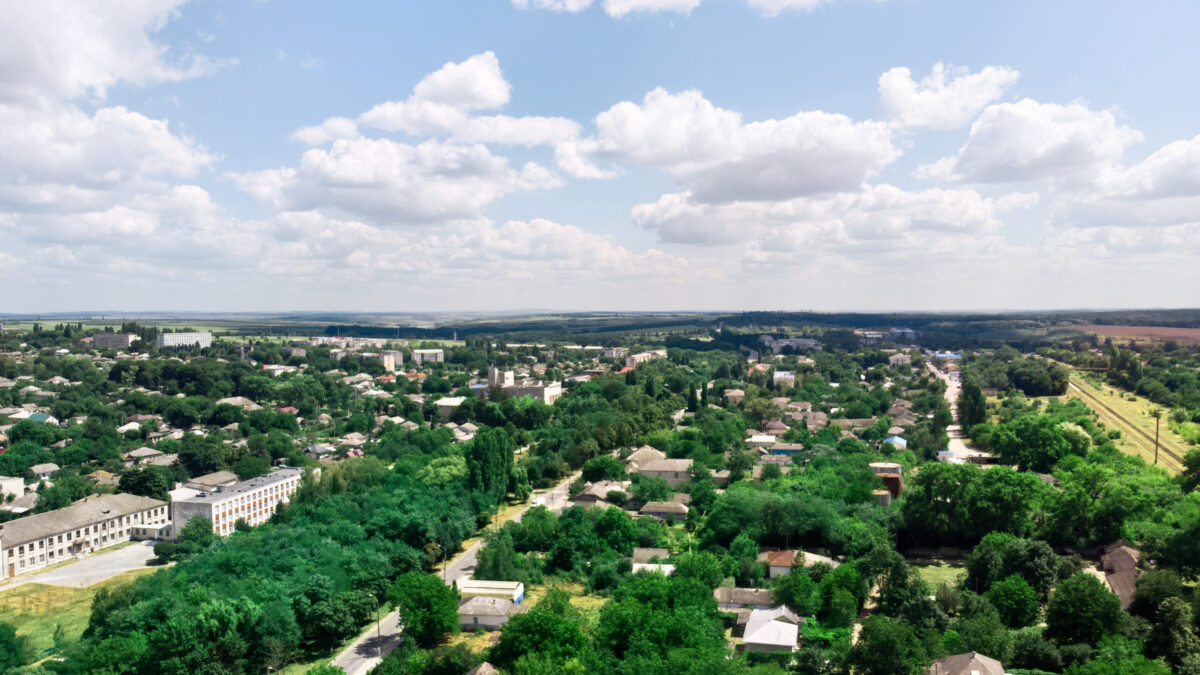 View of Donduseni from the drone in Moldova